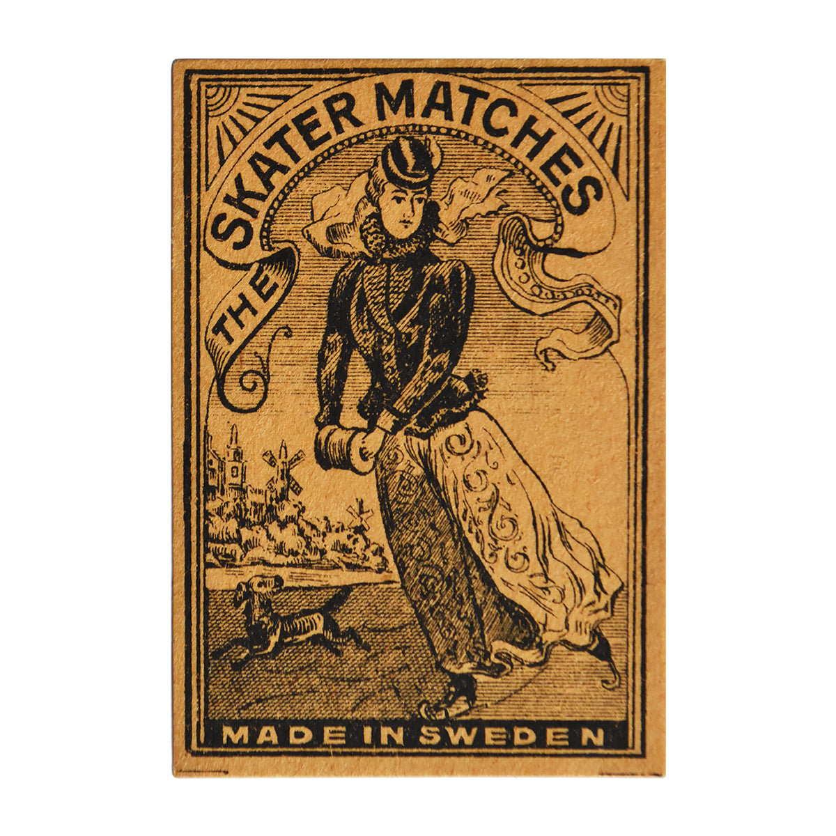 1880's Swedish matchbox skater label T-shirt Blue grey