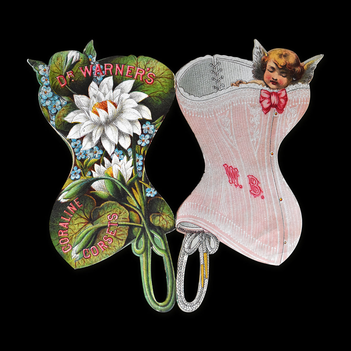 1900 Corset trade card T-shirt Pink